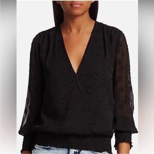 NWOT L'AGENCE Black Stars Dulce Cross Front Top Size XSmall